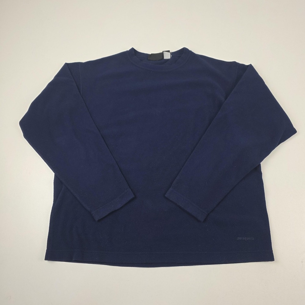Patagonia Fleece Pullover Mens Medium Blue Micro D-Luxe Crew Neck Made USA